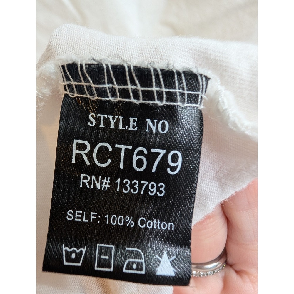 POL Distressed Cutout Slashed Tee White Cotton - Size L - Picture 4 of 5